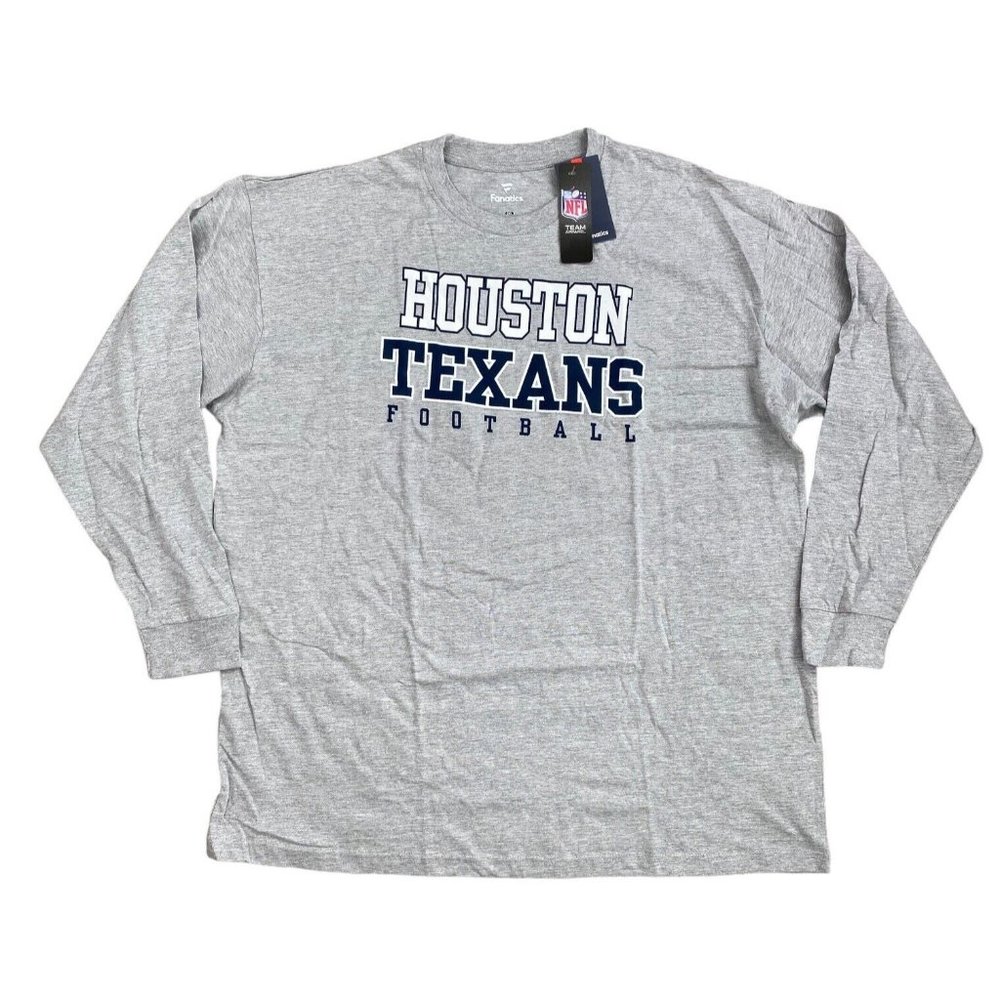 Houston Texans NFL Team T-Shirt Big‎ & Tall 3XL Practice Gray Long Sleeve NWT